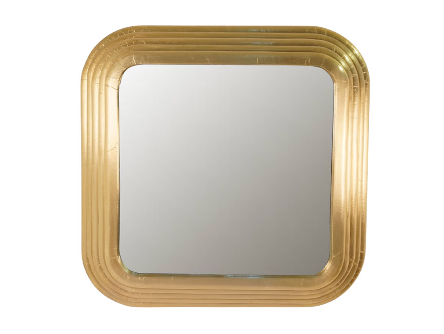 Wooden multi step design brass cladded square mirror