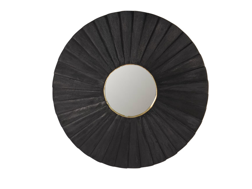 Wooden Round Mirror with slatted spiral design