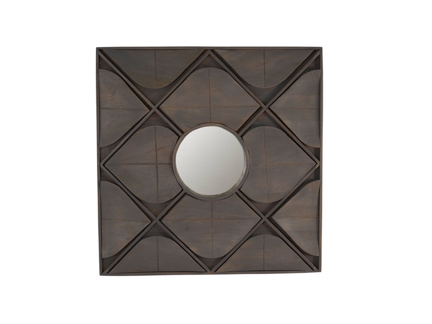 Wooden leaf panel design square mirror