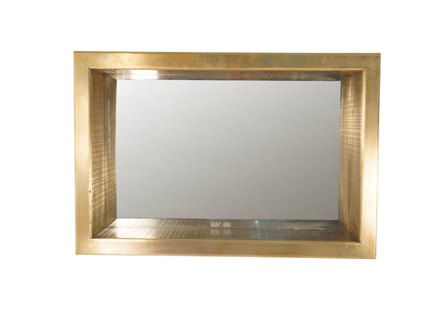 Wooden rectangular deep mirror with striped design