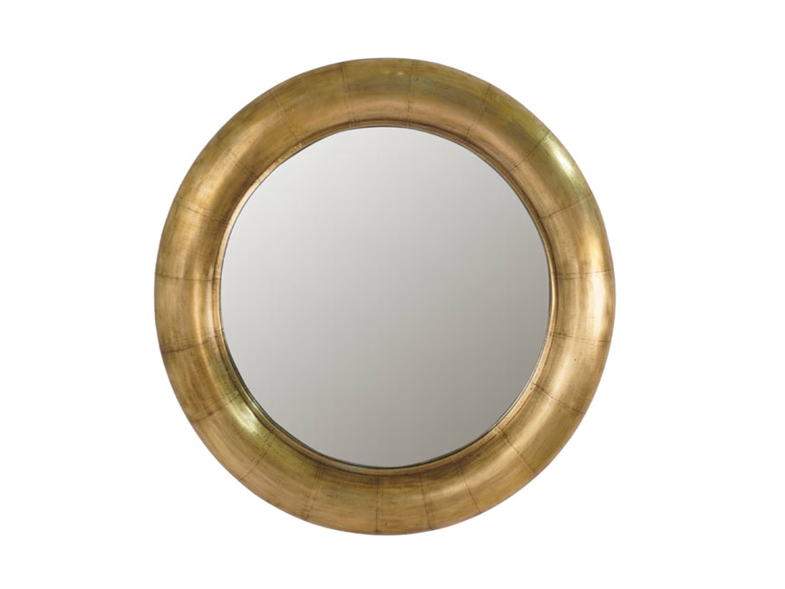 Wooden round ring mirror with brass cladding