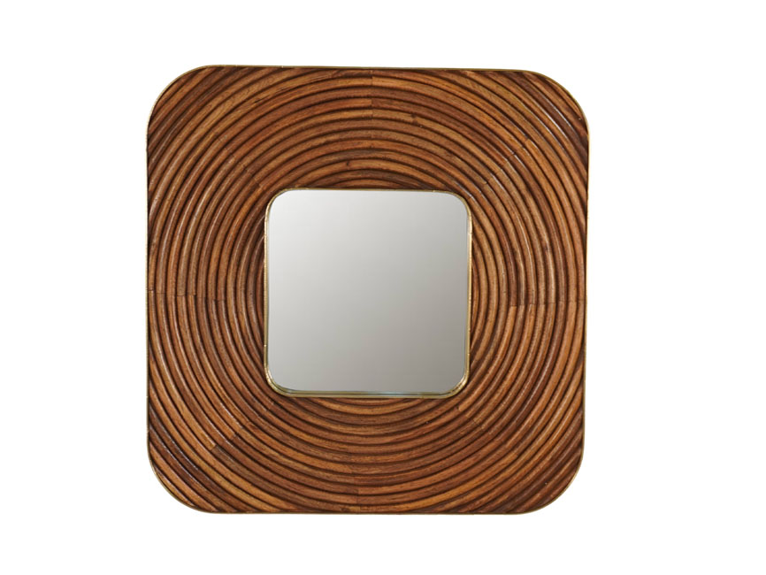 Wooden multi ring design square mirror
