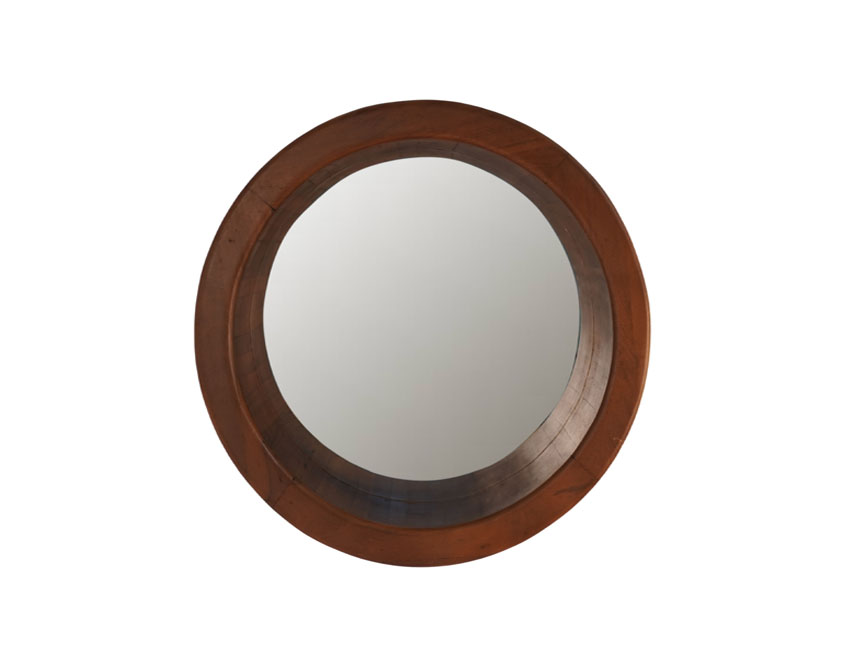 Wooden drum design wall mirror