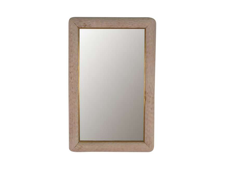 Wooden hammered design rectangular mirror