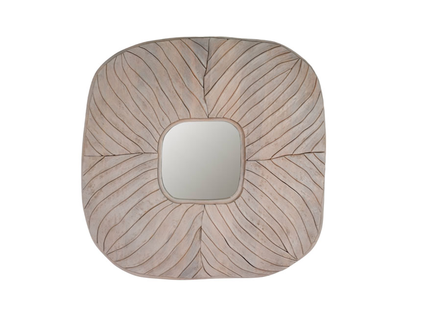 Wooden astract carved square mirror