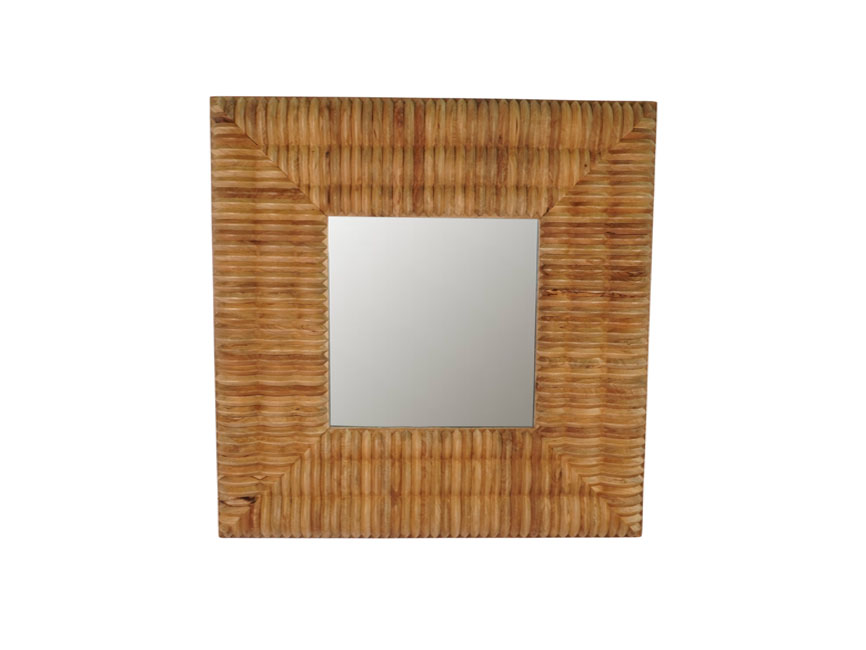 Wooden 3 step wave design square mirror