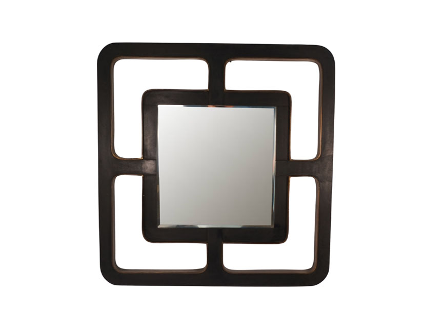 Wooden 4 panel design square mirror