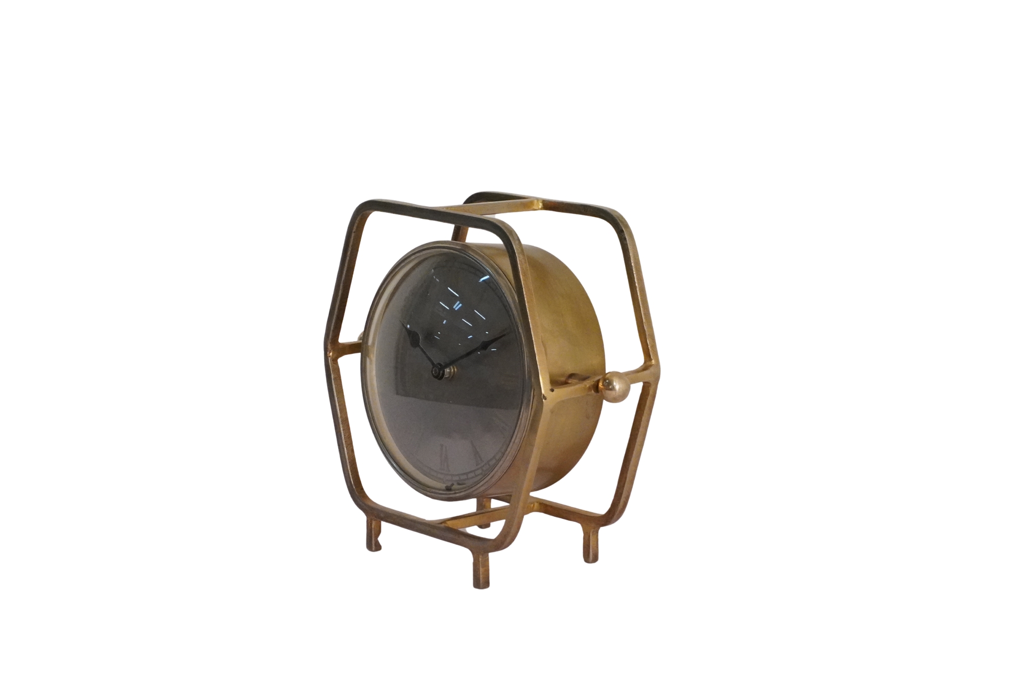 Iron round clock in square forged frame