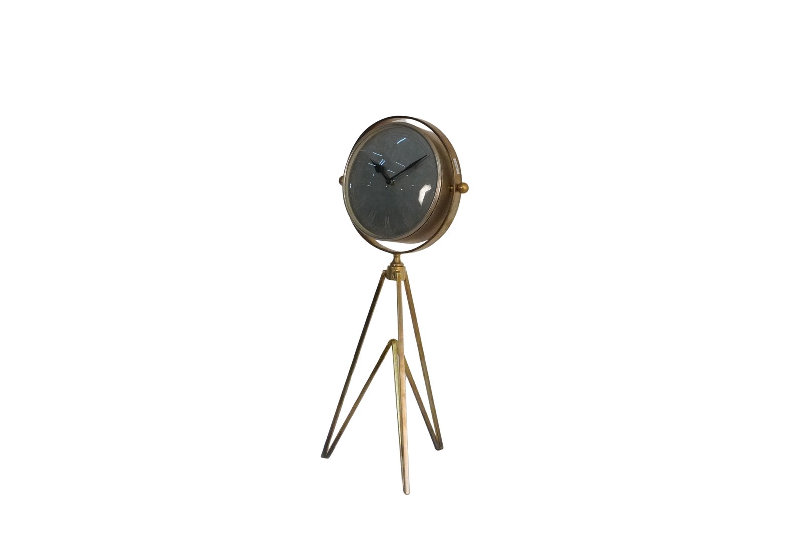 Iron round clock on forged triangular base