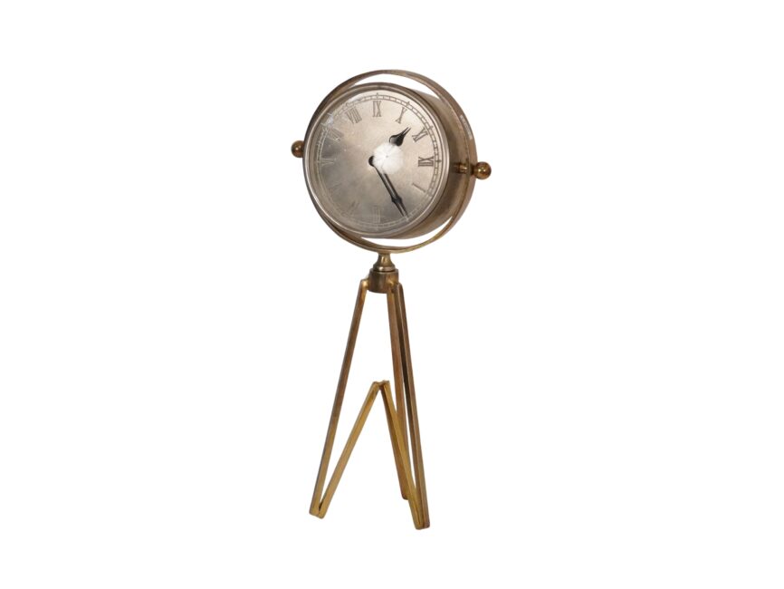 Iron round clock on forged triangular base
