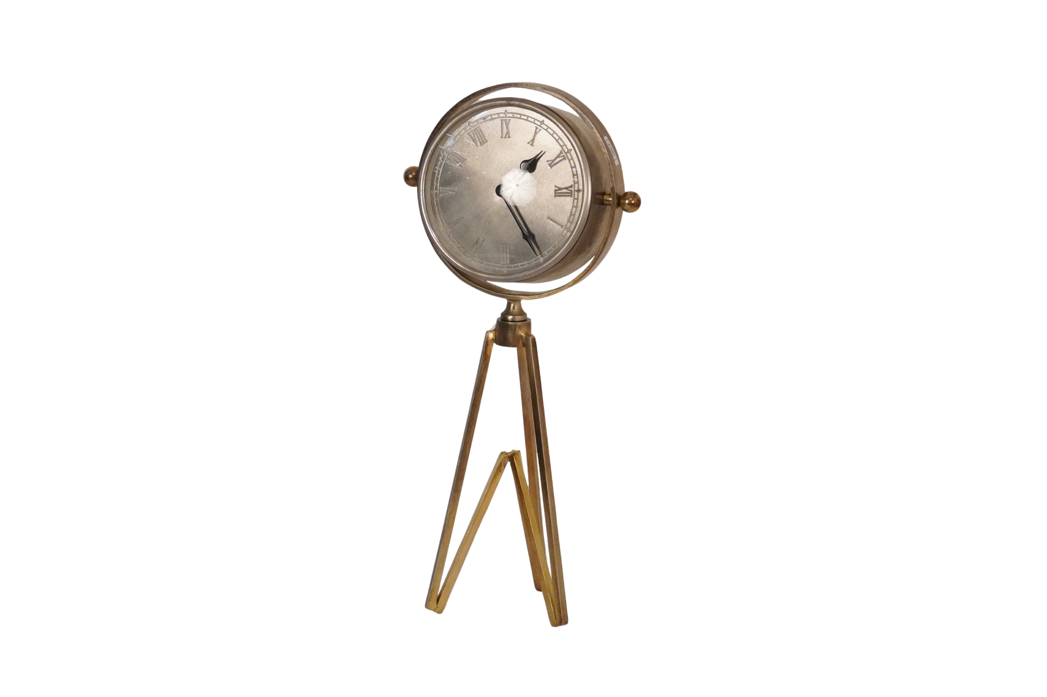 Iron round clock on forged triangular base