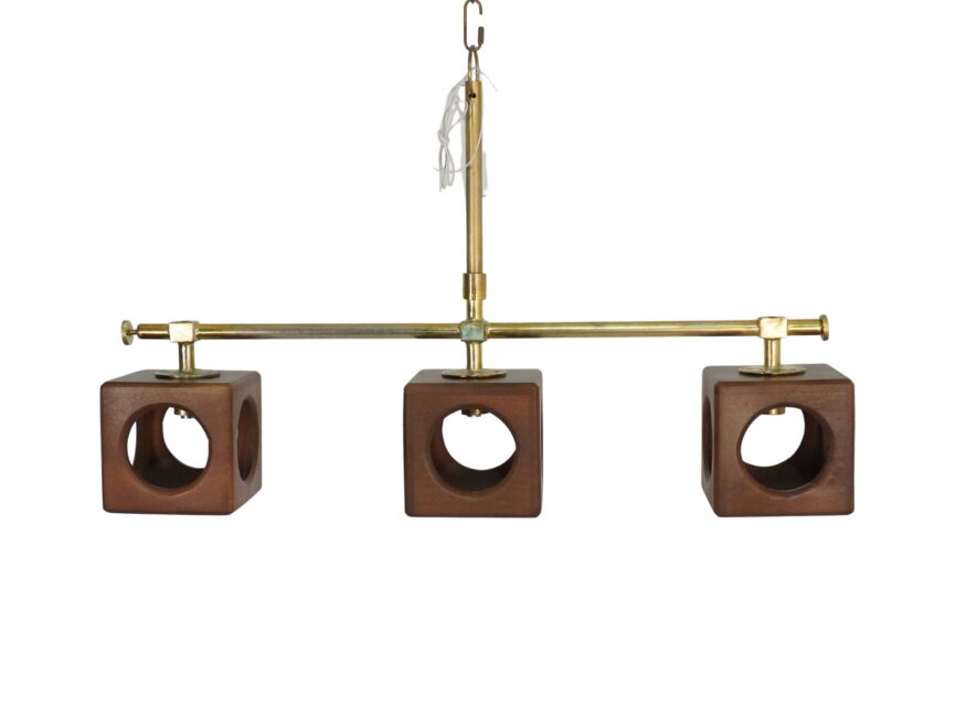 Wooden cube design 3 light lamp