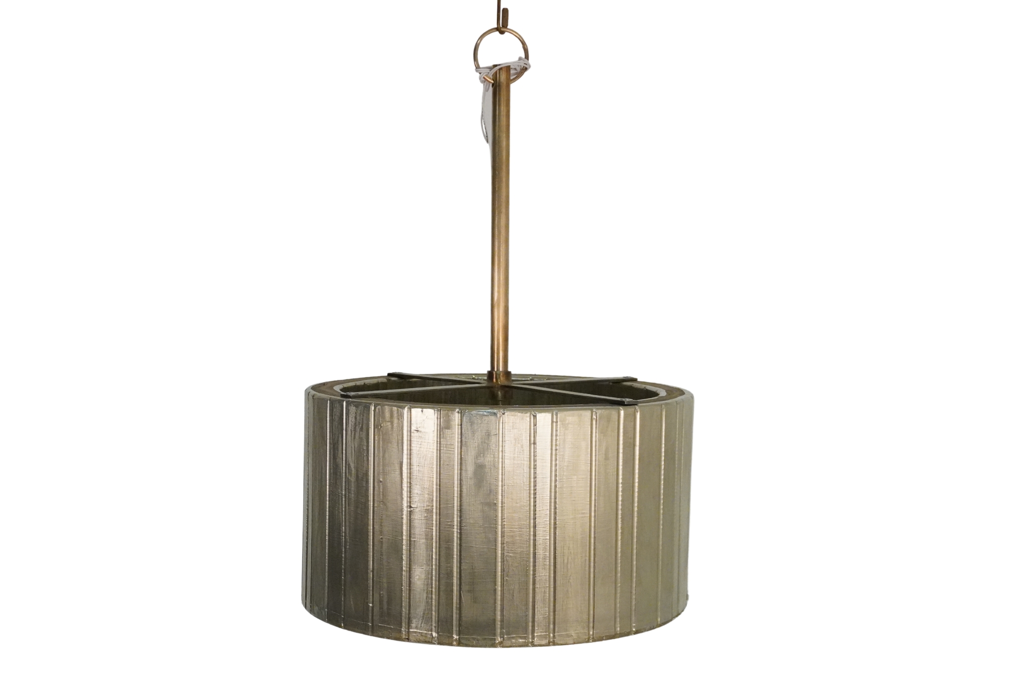 Wooden white metal cladded strip round lamp