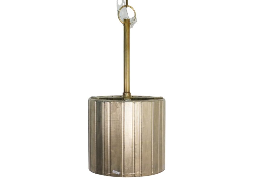 Wooden white metal cladded strip round lamp