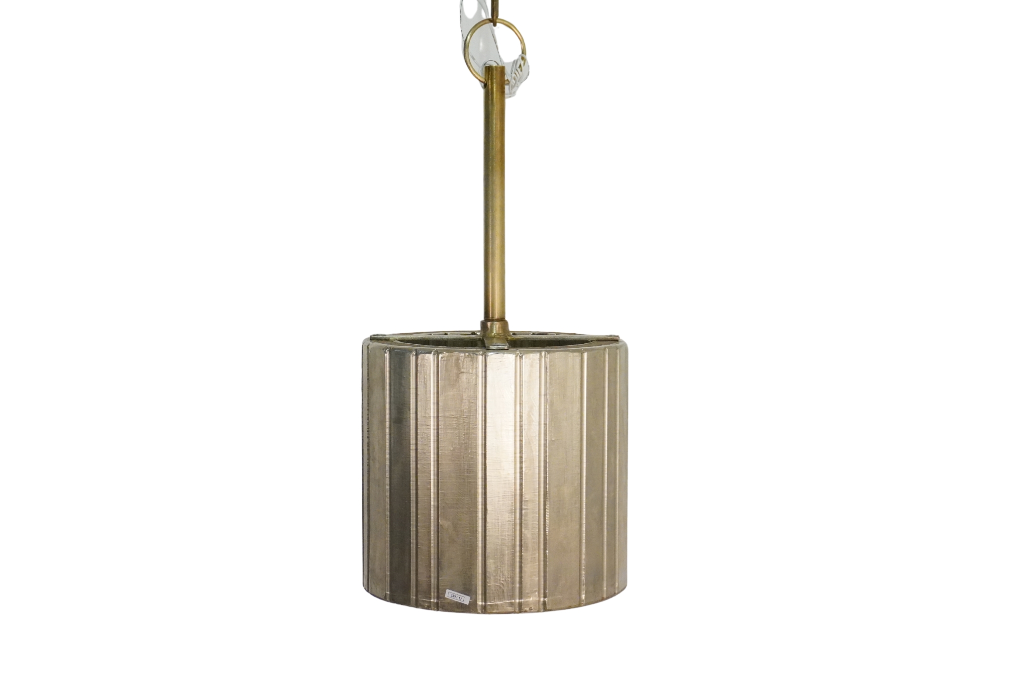 Wooden white metal cladded strip round lamp