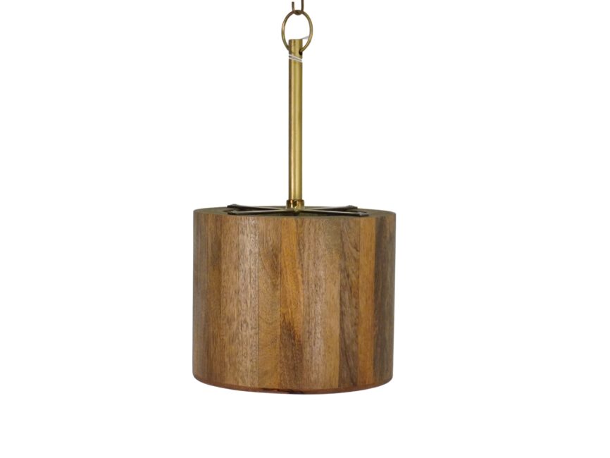 Wooden strip drum design ceiling lamp