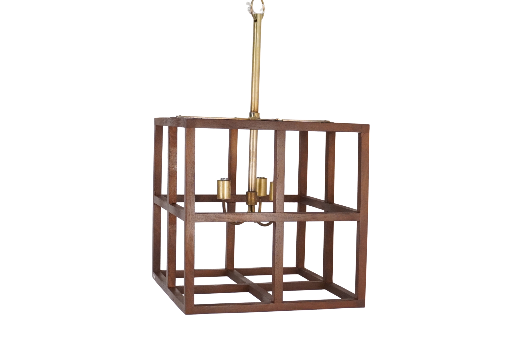 Wooden large cube design lamp with 3 light fitting