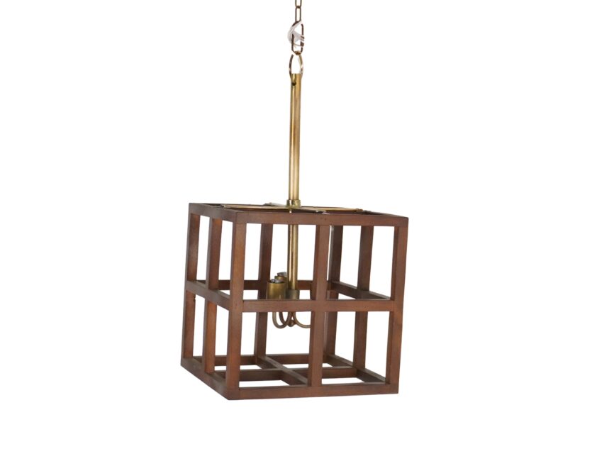 Wooden Small cube design lamp with 3 light fitting