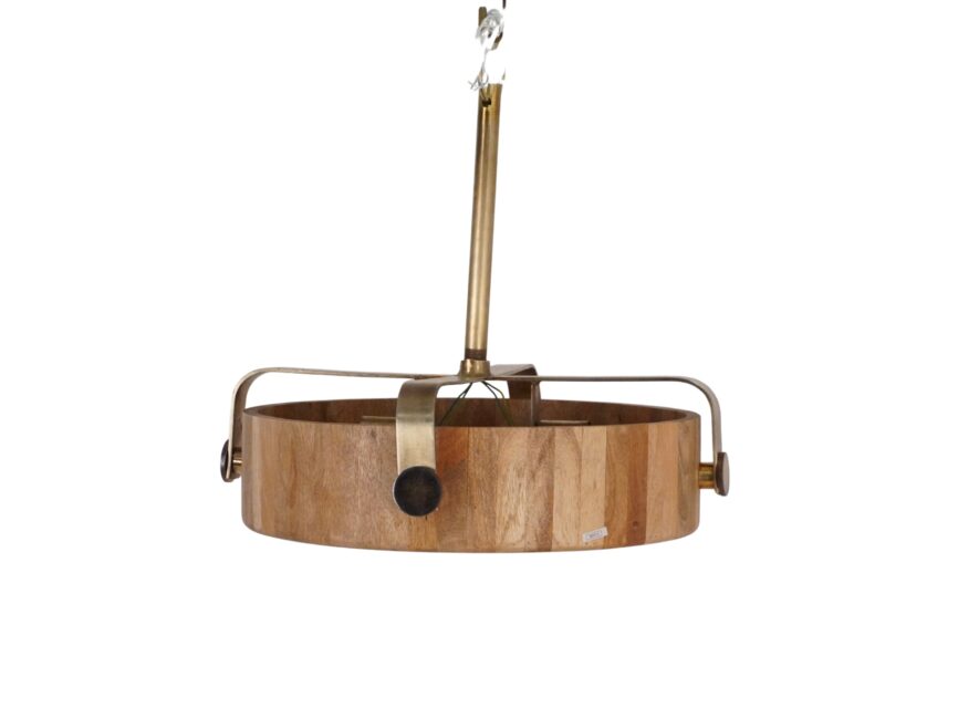 Wooden round disc lamp with magnifying glass