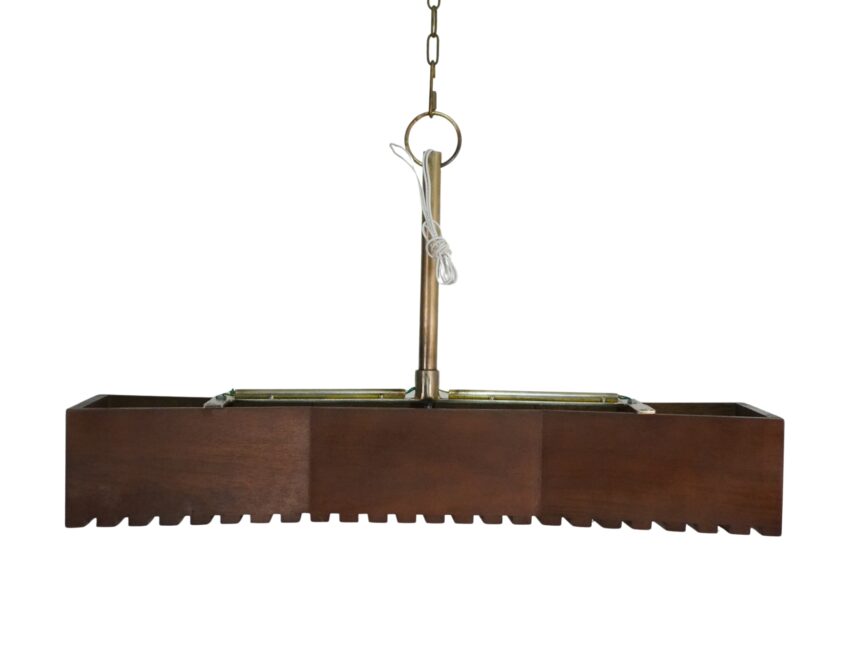 Wooden striped design rectangular ceiling lamp