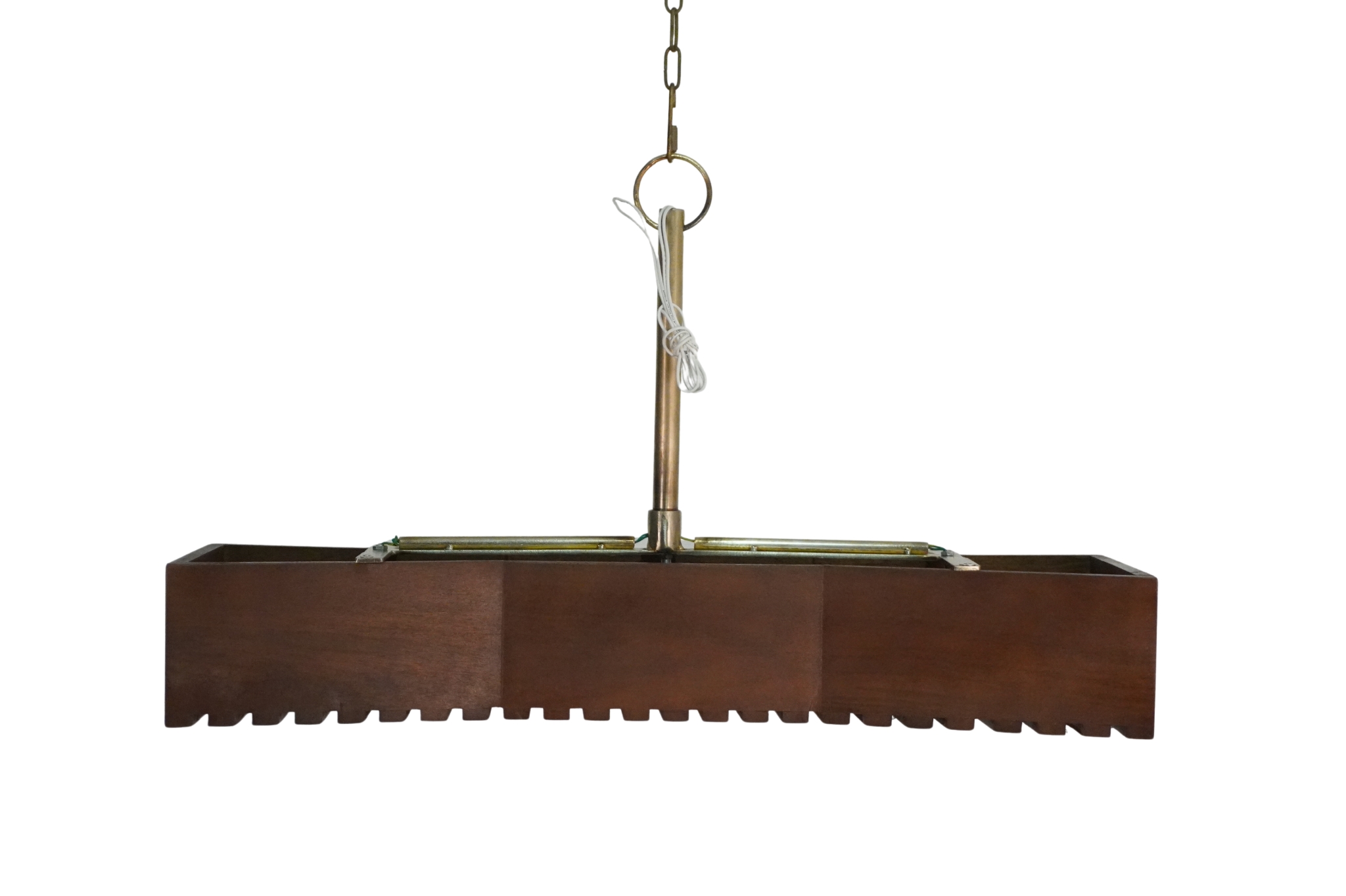 Wooden striped design rectangular ceiling lamp