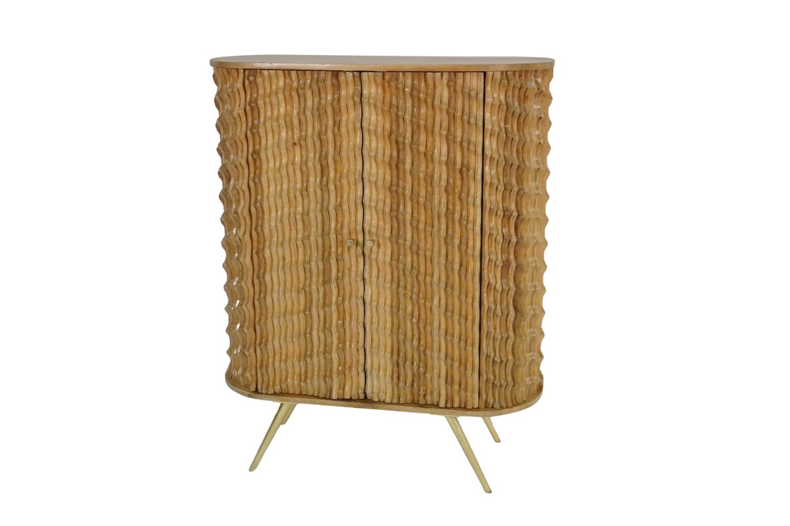 Wooden carved striped design 2 door cabinet