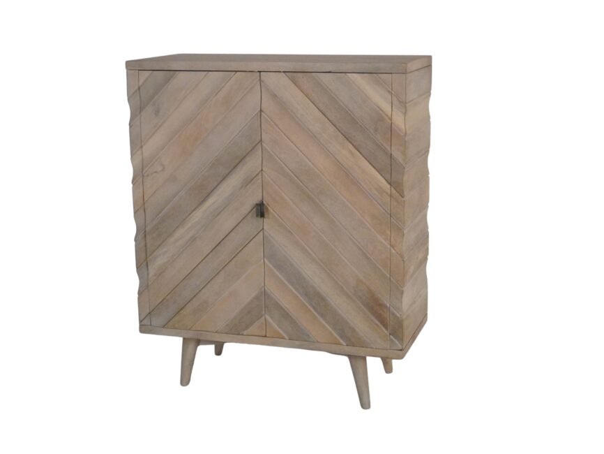 Wooden 2 Door Cabinet Chevron Design