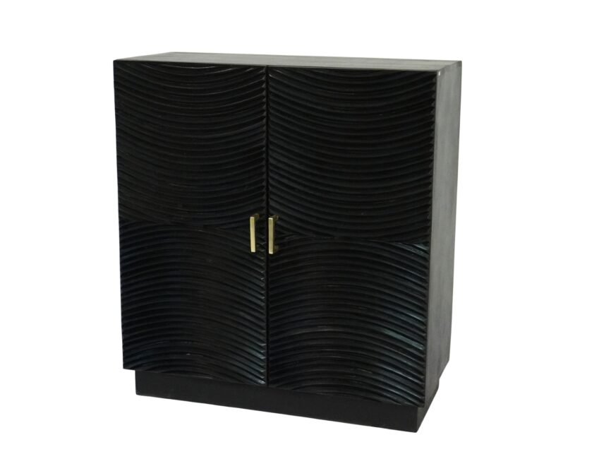 Wooden striped wave design 2 door cabinet