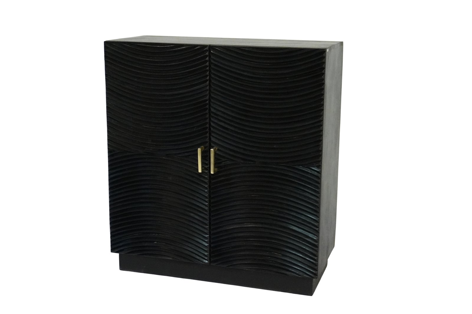 Wooden striped wave design 2 door cabinet
