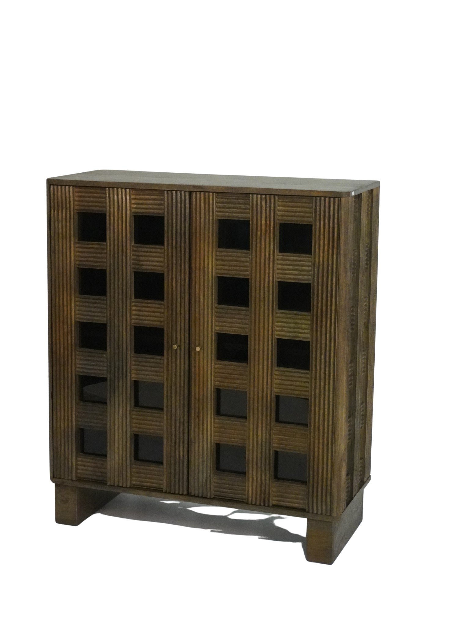 Wooden striped square glass tile design cabinet