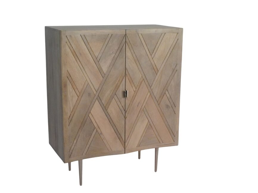 Wooden tile design 2 door cabinet