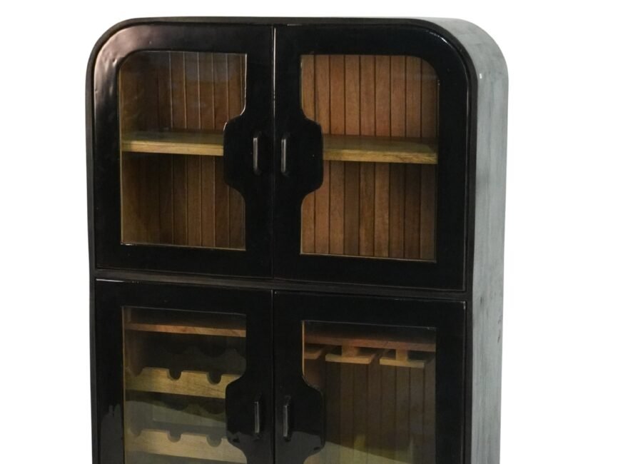 Wooden 4 door bar cabinet with high gloss door finish