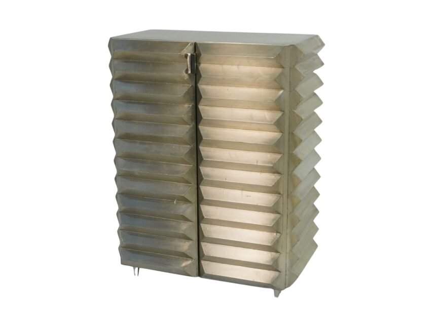 Wooden bar design full white metal cladded 2 door cabinet