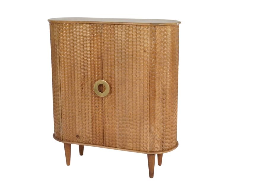 Wooden circle carved 2 door cabinet