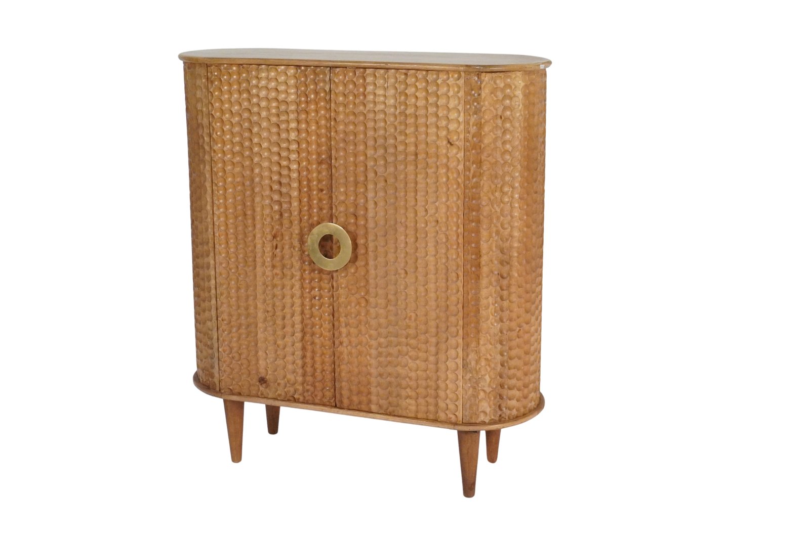 Wooden circle carved 2 door cabinet