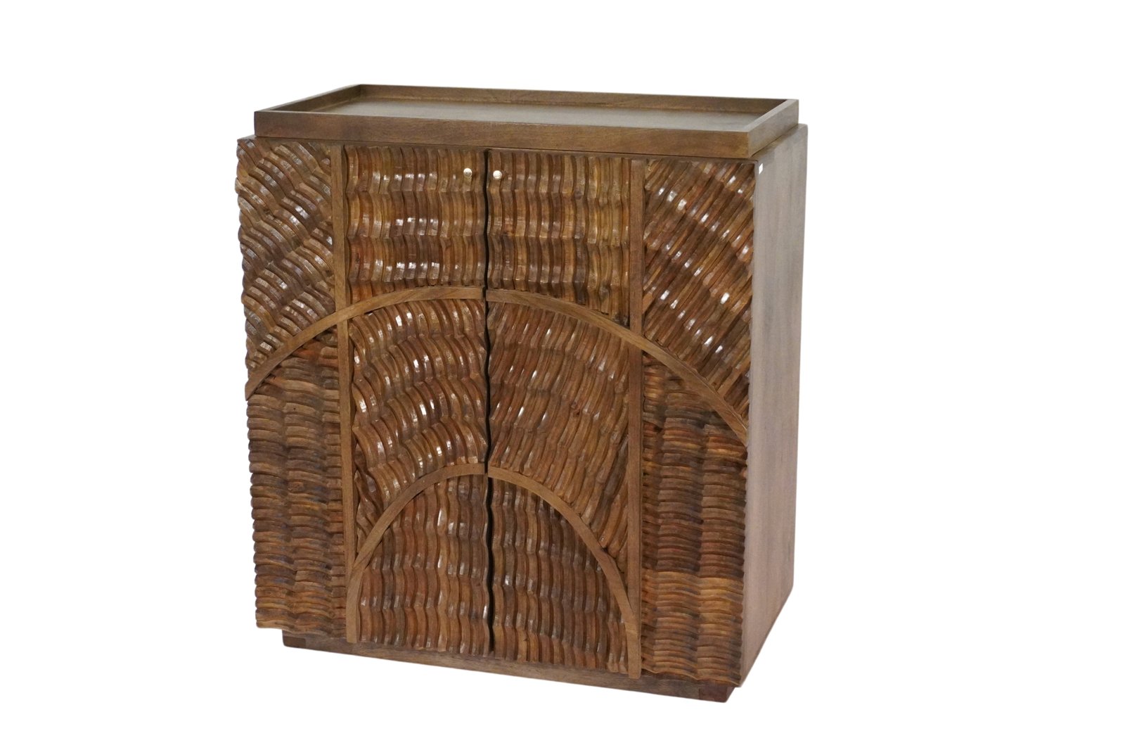 Wooden 2 Door inividual carved stripe Cabinet